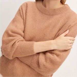 Everlane The Oversized Alpaca Crewneck Sweater in Warm Taupe XXS
